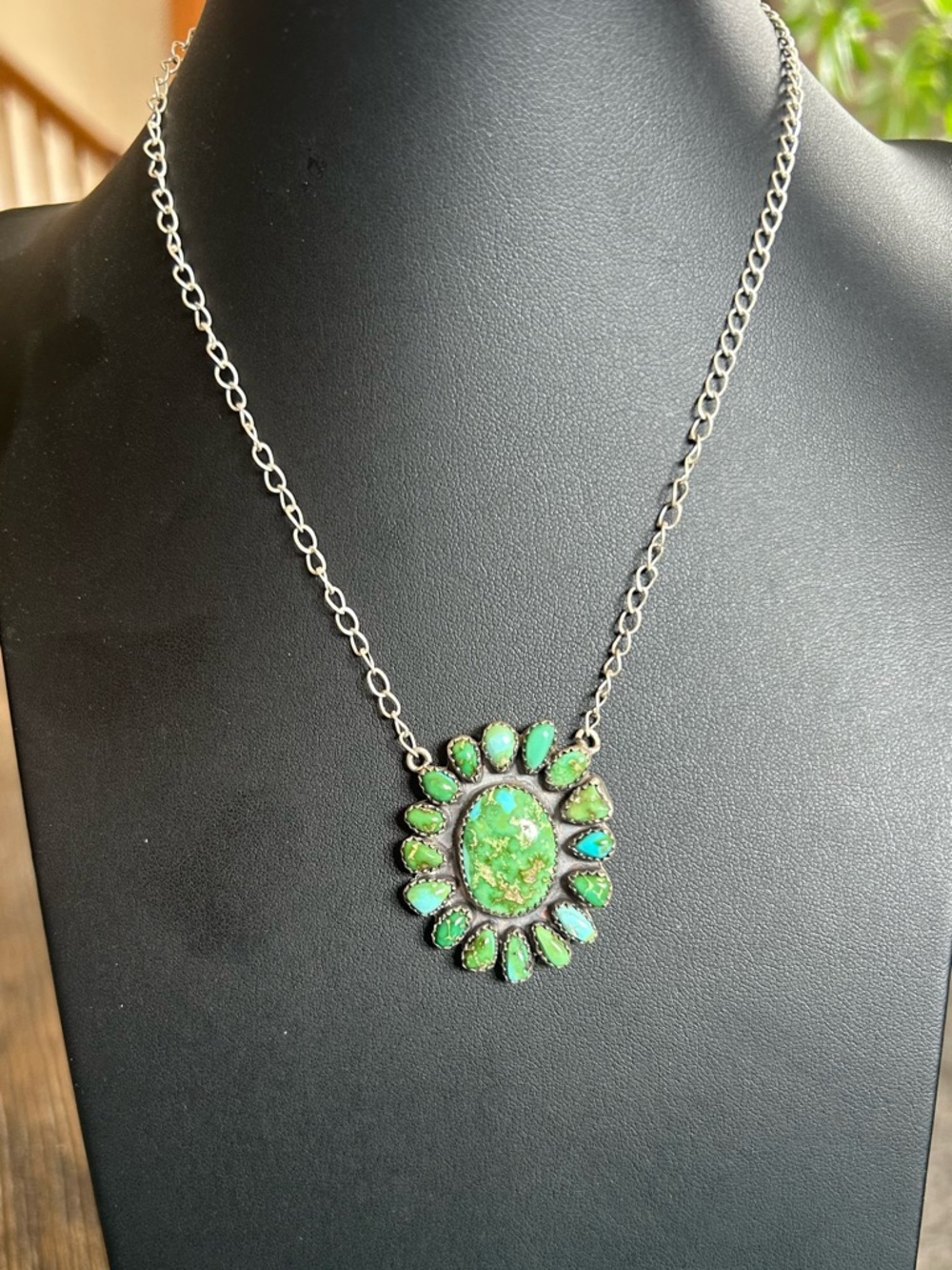 Sonoran Gold Turquoise Sterling Silver Pendant Necklace Southwest